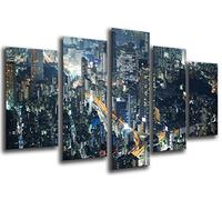 Cuadro Fotográfico Ciudad de Noche, Rascacielos Tamaño total: 165 x 62 cm XXL