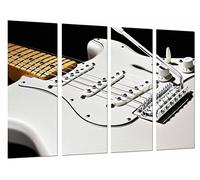 Cuadro Fotográfico Cuerdas de Guitarra Blanca, Decoracion Musical, Fender Stratocaster Tamaño total: 131 x 62 cm XXL