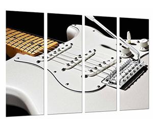 Cuadro Fotográfico Cuerdas de Guitarra Blanca, Decoracion Musical, Fender Stratocaster Tamaño total: 131 x 62 cm XXL