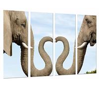 Cuadro Fotográfico Original Animal, Pareja Elefantes, Corazon Trompas Tamaño total: 131 x 62 cm XXL