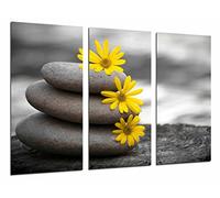 Cuadro Fotográfico Paisaje Zen, Relajacion, Piedras y Flores Tamaño total: 97 x 62 cm XXL