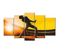 Cuadro Freddie Mercury Bohemian Rhapsody Xxl Impresiones En Lienzo 5 Piezas Cuadro Moderno En Lienzo Decoración Para El Arte De La Pared Del Hogar 150×80 Cm Hd Impreso Mural (Enmarcado)