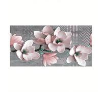 Cuadro grande en lienzo abstracto de magnolia rosa, impresión artística, pósteres florales retro modernos para sala de estar y dormitorio (60 x 120 cm, sin marco)