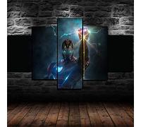 Cuadro Guantelete Del Infinito De Iron Man Xxl Impresiones En Lienzo 5 Piezas Cuadro Moderno En Lienzo Decoración Para El Arte De La Pared Del Hogar 150×80 Cm Hd Impreso Mural (Enmarcado)