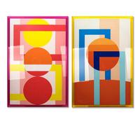 Cuadro Home ESPRIT Amarillo Rosa Moderno Urbano 80 x 3,3 x 120 cm (2 Unidades)