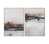 Cuadro Home ESPRIT Blanco Marrón Beige Gris Abstracto Urbano 100 x 4 x 140 cm (2 Unidades)