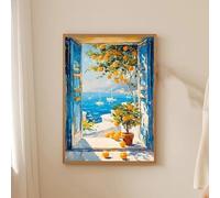 Cuadro impreso en lienzo con vista a ventanas abiertas y limón naranja, póster de Henri Matisse para decoración del hogar (70x110cm/sin marco)