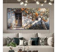 Cuadro impreso en lienzo "Niebla matutina sobre paisaje de montaña" para decoración del hogar, sala de estar y dormitorio (60 x 120 cm/sin marco).