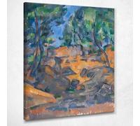 Cuadro impreso sobre lienzo, diseño de árboles y rocas cerca del Château Noir Paul Cézanne, pcz131, de Fine art, montado y listo para colgar, 50 x 40 cm