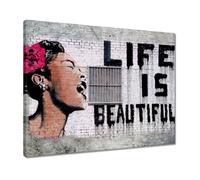 Cuadro impreso sobre lienzo para decoración de pared, 50 x 40 cm, la vida es hermosa, Banksy No. H33M_PC1R
