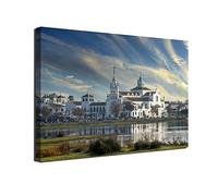Cuadro lienzo canvas Ermita Virgen del Rocio Marismas Coto Doñana Huelva Blanca Paloma Andalucia España - Varias medidas - Lienzo de tela bastidor madera de 3 cm - Impresion alta resolucion (50, 33)