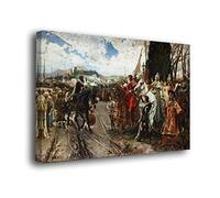 Cuadro Lienzo Canvas La Rendicion de Granada Francisco Padilla 1882 Alhambra - Tela con Bastidor Madera 3cm - Alta resolucion (50, 32)