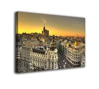 Cuadro Lienzo Canvas Madrid Soleado Gran Via Metropolis - Varias Medidas - Lienzo de Tela Bastidor Madera de 3 cm - Impresion Alta resolucion (100, 66)