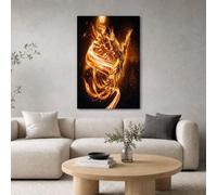 Cuadro Lienzo El Fénix Resurgiendo De Las Cenizas Relámpago, Animal De Fantasía Oscura Sobre Lienzo Moderno Cuadros Pared Salón Comedor Dormitorio Arte Contemporáneo Impresión 80×120 cm, Naranja