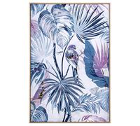 CUADRO LIENZO MARCO MADERA NATURAL 80X120CM FLORES Y PAJARO_EXT:82,6X4,3X122,6CM