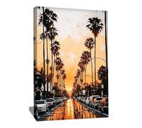 Cuadro Los Angeles - Decoración de pared para puesta de sol - Impresión sobre lienzo con marco de paisaje - Cuadro California - Decoración de pared moderna - Lienzo abstracto (120 x 80 cm)