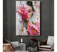 Cuadro moderno abstracto con textura floral, póster inspirador para mujer, lienzo para salón (70x100cm/Sin marco)