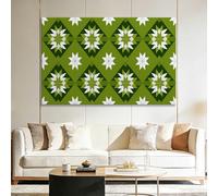 Cuadro Moderno Abstracto en Lienzo 90l x 60an cm Suroeste Geométrico Diamante Patrón, Decoración de Pared con Bastidor de Madera Listo Verde Azulado para Colgar para Salón y Dormitorio