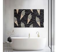 Cuadro Moderno Abstracto en Lienzo Negro Lujo Helado Geométrico Rayas 100l x 75an cm, Decoración de Pared con Bastidor de Madera Listo Moderno para Colgar para Salón y Dormitorio