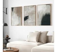Cuadro moderno abstracto en negro y gris, póster retro, lienzo nórdico neutro, decoración de pared para el hogar (35x50cm-3 piezas)