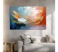 Cuadro moderno abstracto sobre lienzo con vibrantes remolinos azules, naranjas y rosas, diseño para decoración del hogar, póster en lienzo (80 x 120 cm, sin marco)