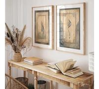 Cuadro moderno con caligrafía islámica del Corán, impresión en lienzo, póster para sala de estar, decoración del hogar (60x80cm/2 piezas sin marco).