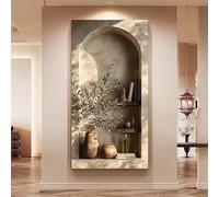 Cuadro moderno con estampado de ramas de olivo, ideal para dormitorio, oficina o como póster decorativo en lienzo (55 x 110 cm/marco interno).