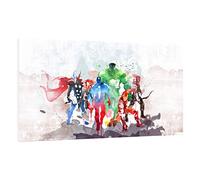 Cuadro moderno de Los Vengadores - Impresión sobre lienzo HD - Efecto acuarela - Película - Cine - Superhéroes cómics Marvel - Listo para colgar - 65 x 36 cm - Fabricado en Italia