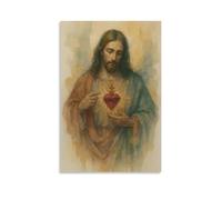 Cuadro moderno de pared con diseño del Sagrado Corazón de Jesús, cristiano, católico, lienzo, póster para sala de estar, dormitorio, baño, oficina, decoración del hogar, 30 x 45 cm