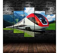 Cuadro Moderno En Lienzo 5 Piezas - Tren Tren De Alta Velocidad Pintura Póster De Arte Moderno Oficina Sala De Estar O Dormitorio Decoración Del Hogar Arte De Pared (Sin Marco 150 X 80 Cm) -6U5O+X1Z0
