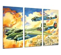 Cuadro Moderno Fotografico Aviación, Dibujos Aviones Antiguos, Aviones de Guerra, 97 x 62 cm, Ref. 26450