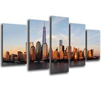 Cuadro Moderno fotografico Base Madera, 165 x 62 cm, Paisaje Ciudad Atardecer, Ciudad Rascacielos Ref. 26153
