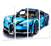Cuadro Moderno Fotografico Coche Deportivo, Bugatti Chiron, Azul, 131 x 62 cm, Ref. 27264