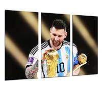 Cuadro Moderno Fotografico Fútbol, Selección Argentina, Campeón del mundo, Lionel Messi, Balón oro, 97 x 62 cm, ref. 27402