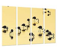 Cuadro Moderno Fotografico Paisaje Atardecer, Silueta Animal Flamencos, 131 x 63 cm, Ref. 26867