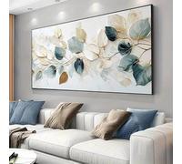 Cuadro moderno impreso en lienzo con diseño de delicada hoja para decoración del hogar, tamaño grande (50 x 100 cm).