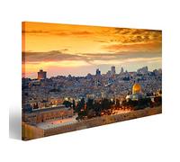 Cuadro moderno Panorama de la Ciudad Vieja de Jerusalén Israel Impresión sobre lienzo - Cuadros modernos para sillones Salón Cocina Muebles Oficina Casa SWR