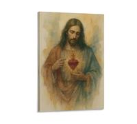 Cuadro moderno para pared, diseño del Sagrado Corazón de Jesús, cristiano, católico, lienzo, póster para sala de estar, dormitorio, baño, oficina, decoración del hogar, 40 x 60 cm