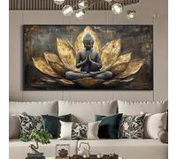 Cuadro moderno sin marco con estatua de Buda de loto, impresión artística en lienzo para pared, decoración de habitaciones (55x110cm (22x43in)/Sin marco)