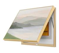 Cuadro Oculto para Contador Eléctrico con Marco Dorado, Cubierta Decorativa Horizontal con Superficie Cristal para Dormitorio