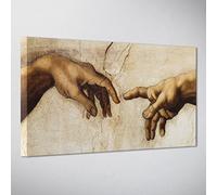 Cuadro panorámico sobre lienzo - listo para colgar - Miguel Ángel - La Creación - Capilla Sixtina - Museo Vaticano Roma Arte - 70 x 152 cm - sin marco - (cod.120)