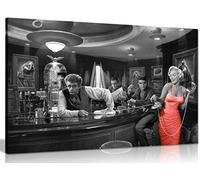 Cuadro para pared, en blanco y negro con Marilyn Monroe en vestido rojo, Elvis Presley y James Dean, lienzo de pared, impreso, negro/rojo/blanco, A0 91x61cm (36x24in)