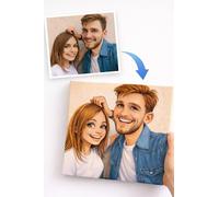 Cuadro Personalizado con tu foto caricaturizada 20x20 cm - Pasamos tu foto a caricatura en lienzo - Retrato en Lienzo de tu retrato a dibujo animado - Regalo Original - Decoración Personalizada Hogar