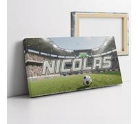 Cuadro personalizado nombre niño fútbol balón estadio decoración habitación niño adolescente jugador deporte fútbol regalo personalizado cumpleaños Navidad lienzo pared fútbol partido
