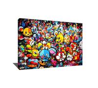 Cuadro pop art con marco idea de decoración para dormitorio, adolescente, niño, cuadro decorativo de pared, impresión sobre lienzo, con marco de habitación, niño, 9 años, lienzo colorido decoración de