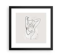 Cuadro Póster 30x30 cm Marco Negro Abstracto Blanco y Negro - 5119 - P2B | Línea Mujer Moderno Cuadros de Pared Decoración Cuadro Decorativo Salón Dormitorio Cocina Lámina Cuadros de Pared ARTTOR