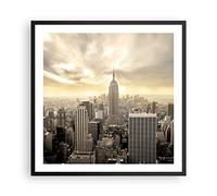 Cuadro Póster 60x60 cm Marco Negro Arquitectura Ciudades - 2630 - P2B | Nueva York Ciudad Rascacielos Cuadros de Pared Decoración Cuadro Decorativo Salón Dormitorio Lámina Cuadros de Pared ARTTOR