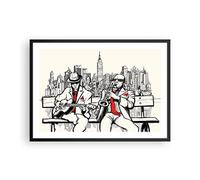 Cuadro Póster 70x50 cm Marco Negro Arquitectura Personas - 3599 - P2B | Jazz Música Músico Cuadros de Pared Decoración Cuadro Decorativo Salón Dormitorio Cocina Lámina Cuadros de Pared ARTTOR