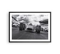 Cuadro Póster 70x50 cm Marco Negro Blanco y Negro Coches - 4127 - P2B