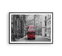 Cuadro Poster de Pared 100x70cm Marco Autobús inglaterra vacaciones londres Art